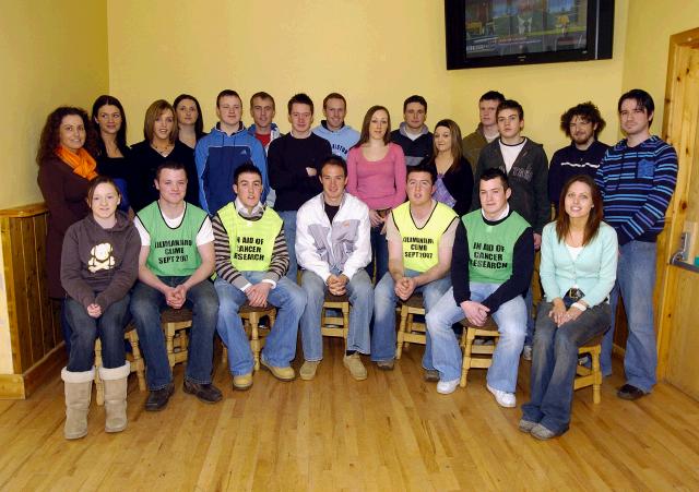 Pictured in An Sportlann Alan Dillon centre (Mayo Team Player) with Brendan Coleman, Brian King, Paul Higgins and Martin Moran who will be climbing Kilimanjaro in September to raise funds for Cancer Research.. Also included in the picture are a group of friends and supporters . Photo  Ken Wright Photography 2007.   

