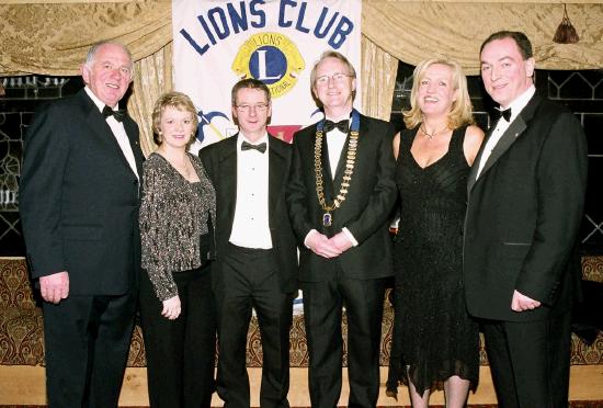 Lions Club Charter Dinner held in the Welcome Inn
L-R: Eamon Horkan, Mary and John ODonnell, Michael ONeill (President), Fiona and Barney Kiernan: Photo  Ken Wright Photography 2005

