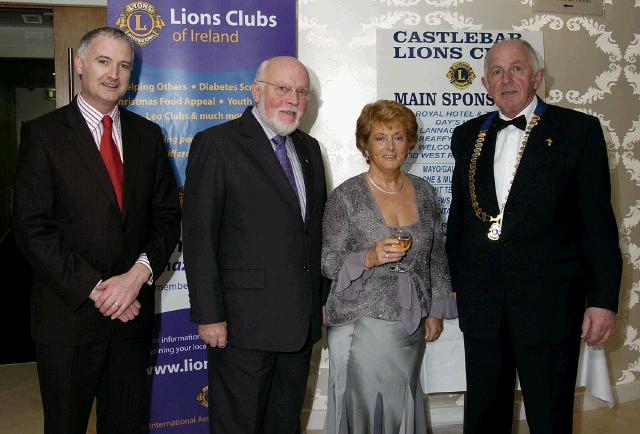 Pictured at the Castlebar Lions Club wine reception held in Days Hotel prior to the Opera Don Giovanni which was held in the TF Royal Hotel & Theatre. L-R: Des Hynes (Manager Days Hotel), Michael Downes, Margaret Ginley, Eamonn Horkan President Castlebar Lions Club, Photo  Ken Wright Photography 2007. 
