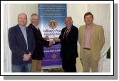 Pictured in the Imperial Hotel  at the presentation of a cheque for 2,000 Euro from Castlebar Lions Club to John McCormack Zone Chairman Sight First Lions International L-R: Michael Mullahy (Vice President Castlebar Lions Club), John McCormack, Eamon Horkan (President Castlebar Lions Club), Tom Rice (Castlebar Lions Club). Photo  Ken Wright Photography 2007. 

