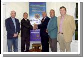 Pictured in the Imperial Hotel at the presentation of a cheque for 1500 Euro from Castlebar Lions Club to committee members of the Mayo Peace Park Garden of Remembrance L-R: Michael Mullahy (Vice President Castlebar Lions Club), Michael Feeney (Chairman Mayo Peace Park Garden of Remembrance), Eamon Horkan (President Castlebar Lions Club), Ernie Sweeney (Joint Treasurer Mayo Peace Park Garden of Remembrance), Tom Rice (Castlebar Lions Club). Photo  Ken Wright Photography 2007. 