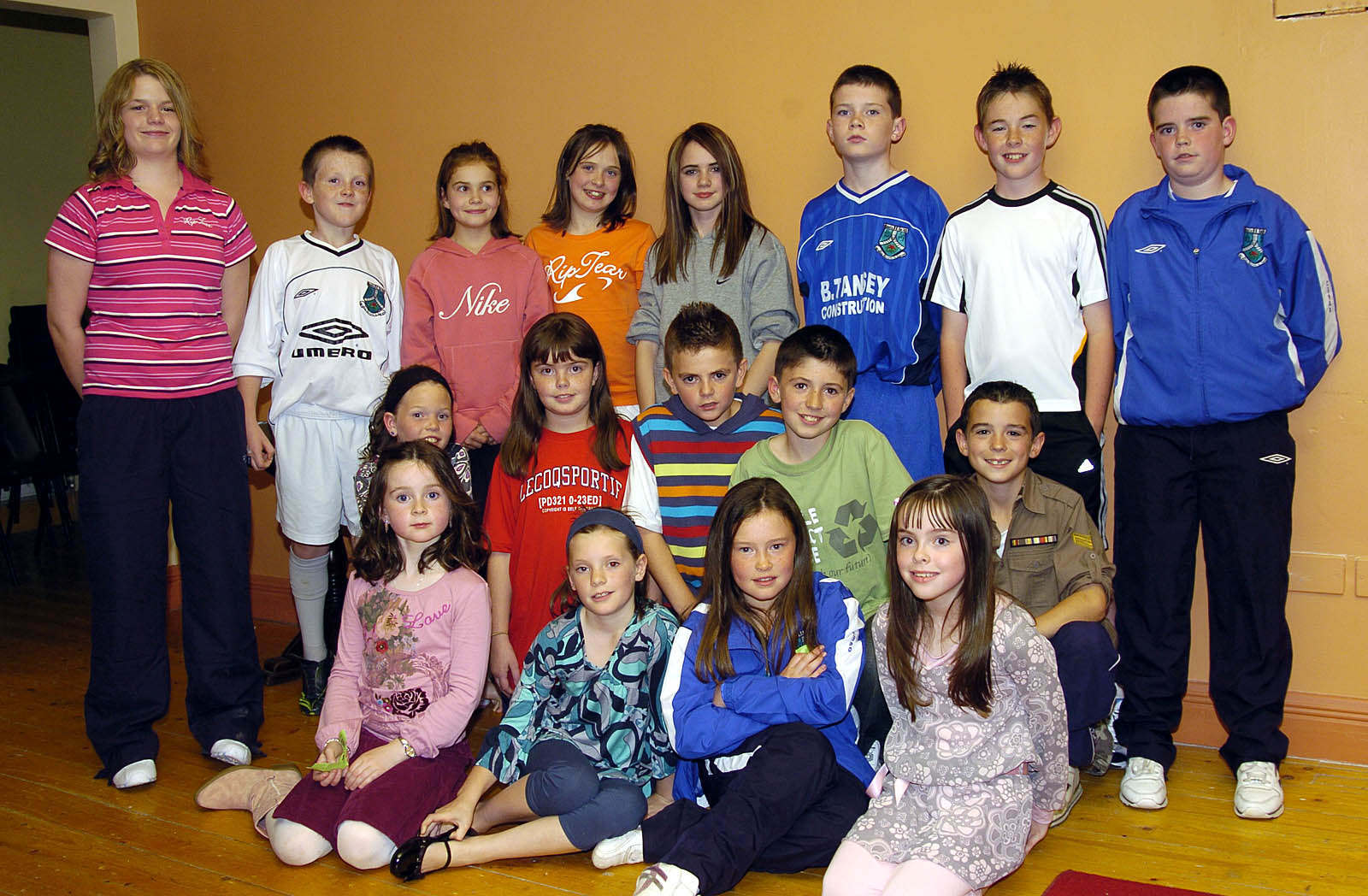 Pictured in the Resource centre in Balla at a Fashion Show organised by Manulla Football Club Youth Council to raise funds for Manulla Football Club. Outfits for the night were supplied by Next Step, Elverys, Adams at Shaws, Beverley Hills and Padraic McHales. Some of the junior players who were modelling on the night Photo  Ken Wright Photography 2007

