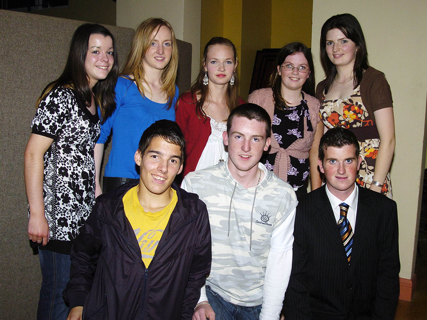 Pictured in the Resource centre in Balla at a Fashion Show organised by Manulla Football Club Youth Council to raise funds for Manulla Football Club. Outfits for the night were supplied by Next Step, Elverys, Adams at Shaws, Beverley Hills and Padraic McHales.  Members of the Youth Council, Front L-R: Cillian McGlade, Callum Murray, Colin McDonald. Back l-R: Catherine Giblin, Louise Roughneen, Niamh Lavelle, Aileen Durkan, Natalie Bourke. Photo  Ken Wright Photography 2007