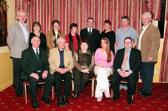 Mayo Athletic Club Presentations held in Breaffy House Hotel & Spa Castlebar
Front L-R: Paddy Marley (Competition Secretary Athletics Ireland), Gay Nevin (Deputy General Manger Breaffy House Hotel & Spa), Mary Mulryan (Enable Ireland), Margaret Loftus, John Mulligan MC for the evening (Mid West Radio), Back L-R: Michael McGrath (MAC), Ann Heneghan (Crumlin Hospital), Monica Sloyan (Crumlin Hospital), Teresa Moran (Crumlin Hospital), Brendan Conwell (Chairman Mayo Athletic Club), Martina Loftus (Enable Ireland), Christy Heneghan (Mayo Roscommon Hospice), Joe Brett (Western Care): Photo  Ken Wright Photography 2004 
