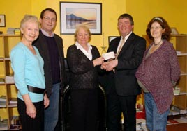 Kevin Hughes Presents a cheque to Mayo Cancer Support. Click for details from Ken Wright.