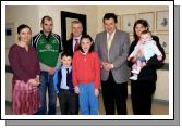 Pictured in Mayo general Hospital at a presentation of a cheque from David Hune who ran the Dublin City Marathon and raised 4,679 euro and 30 cents in aid of the MRI Scanner Appeal. The family would like to thank everyone who contributed so generously. Back L-R: Mary Casey (Consultant Radiologist Mayo General Hospital), David Hune, Tony Canavan (Manager Mayo General Hospital), Mr Kevin Barry (Consultant Surgeon Mayo General Hospital), Lena & Alannah Moran.  Front Dean Moran, Michaela Moran. Photo  Ken Wright Photography 2007 

