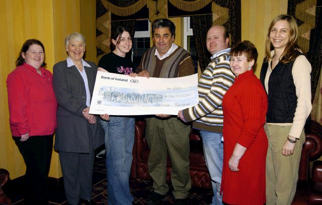 Pictured in the TF Royal Hotel & Theatre members of the Castlebar Pantomime Committee presenting a cheque to Martin Waters CRC FM for 500 euro which was part of the proceeds from the 2007 Castlebar Pantomime production
L-R: Sinead Finnegan, Nan Monaghan, Paula Murphy (Treasurer), Martin Waters, Jason Guthrie (Chairperson), Noleen Groarke, Karen Conway (PRO). Photo  Ken Wright Photography 2007. 

