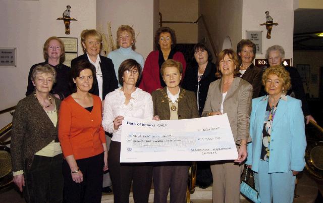Pictured in Breaffy House Hotel Soroptomists International Castlebar presenting a cheque to Janet ONeill and Ann Whittle from the Mayo Rape Crisis Centre for 1,350 Euro, which is part of the proceeds of the Flag Day which was held in June.
Front L-R: Monica Nealon, Berni Rowland, Janet ONeill, Niamh OKeefe (President Castlebar Soroptomists), Ann Whittle, Maureen Tobin. Back L-R: Phil Armstrong (secretary), Nora Hoban, Teresa Waldron, Una Ainsworth, Noreen Walsh (Treasurer), Sheila Kilkelly, Maureen Gilmartin. Photo  Studio 094 

