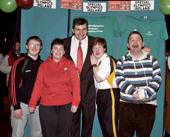 Pictured at the Launch of the Special Olympics 2009 in the Welcome Inn, James Kilbane with a group of Special Olympic participants l-r; Sean Sammon,  Aoife Keane, James Kilbane, Bridget Walsh,  Declan Loftus. Photo  studio 094. 

