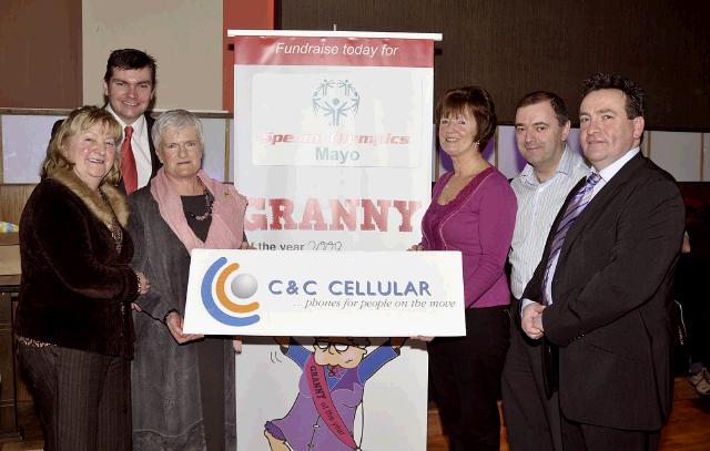 Pictured at the Launch of the Special Olympics 2009 in the Welcome Inn, Phyllis Murray and Kathleen Stanton entrants for the fundraising Granny of the Year 2009 l-r; Kathleen Ryan, Charlestown Active Retirement group, James Kilbane, Phyllis Murray, Kathleen Stanton, Brendan Chambers, C& C Cellular,  John OShaughnessy, Chairman Mayo Special Olympics. Photo  studio 094. 