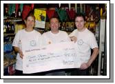 Presentation of a cheque from Sloyans Bar and Shop Linenhall St Castlebar to John OShaughnessy Special Olympics Mayo Coordinator. L-R: Louise McMahon, John OShaughnessy, Padraic Sloyan. 425 euro was raised by customers donations and Padraic Sloyan matched that by raising the total to 850 euro. Photo  Ken Wright Photography 2007.  