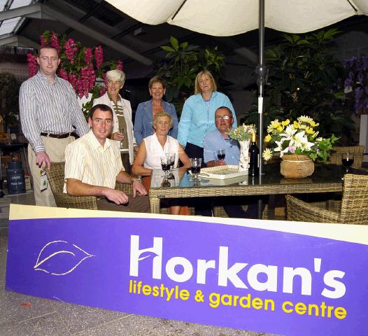 Pictured in Horkans Lifestyle and Garden Centre Turlough Alan Petrie & Eva Petrie from Ballina. winners of the Turlough Duck Race, sitting round their prize of the garden furniture. L-R: Alan Petrie & Eva Petrie, Padraic Horkan, Brian Hopkins (Chairman Turlough Committee), Mary Horkan, Mary Cosgrave, Teresa Filan (Treasurer Turlough Committee). Photo  Ken Wright Photography 2007. 

