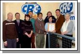 Pictured in the Castlebar Community Radio studio at a presentation of an Craol National Achievements Award 2007 Presented by Diarmuid McIntyre (Craol Development Advisor), for the Survival English Programme. L-R: Paddy Hummus (Accounts Administrator), Pat Stanton (Secretary CRC FM), Mary OReilly (Board Member), Bernard Bolan (Presenter),  Martin Waters (Chairman CRC), Fiona Quinn Bailey ((Writer and Presenter of Survival English Programme), John Walsh (Board Member), Diarmuid McIntyre, Nan Monaghan (Presenter and Board Member). Photo  Ken Wright Photography 2008