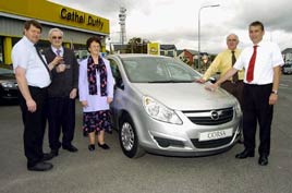 Credit Union Members Car Draw - The Summer 2007 winners receive their keys. Click photo for details from Ken Wright.