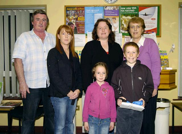 Pictured on International Credit Union Day are winners of the Castlebar Credit Union Juniors Members Draw with their families Front L-R: Sarah Mulkerrin, Eoin Mulkerrin (2nd place under 12s section). Back L-R: John Walsh (CU), Denise Kinsella (CU), Susan Mulkerrin, Patricia Walsh (CU), Photo  Studio 094. 


