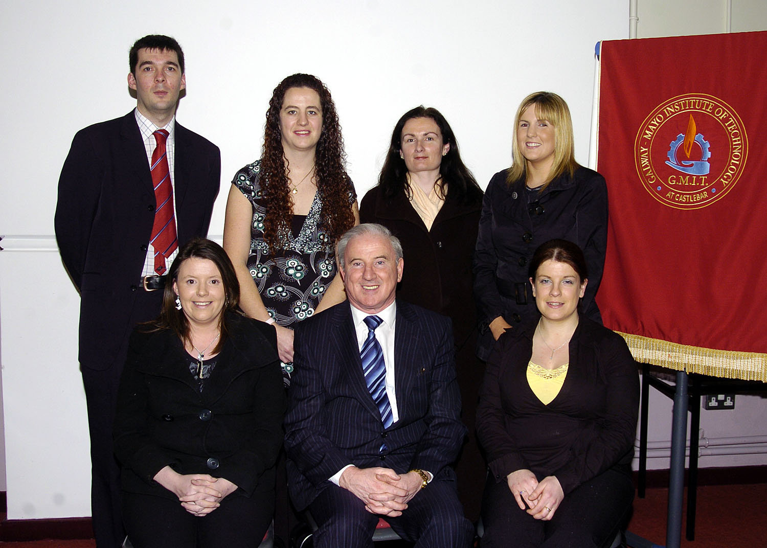 GMIT Castlebar presentation of certificates held in the Davitt room. 
Students who received Certificates in Small Business Bookkeeping. Front l-R: Helen Gannon, Bernard OHara (Head GMIT Castlebar), Emma Broderick. Back l-R:  Declan Hoban (Programme Co-ordinator), Kelly McClafferty, Olga Dermody (Lecturer), Hilary Gaughan.  Photo  Ken Wright Photography 2007. 
