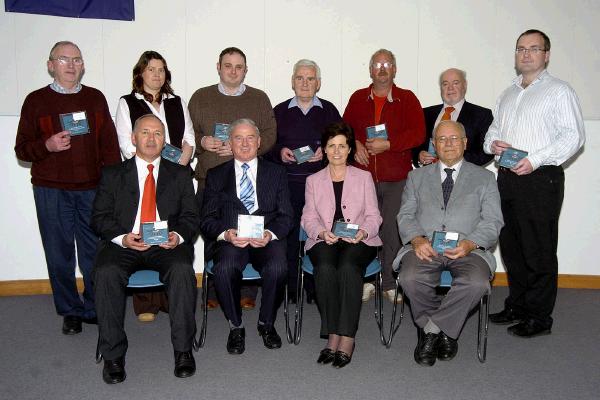 Pictured at Mayo Education Centre at the presentation of a CD Rom by Bernard OHara, President Galway Archaeological Historical Society,  Front L-R: Denis OBoyle (Director of Mayo Education Centre), Bernard OHara, Bernie Rowland (Teacher Davitt College Castlebar), Dr. Diarmuid O Cearbhaill (Editor Galway Archaeological Historical Society Journal). Back L-R: Micheal Murphy (Galway Archaeological Historical Society), Niamh Loftus (Teacher St. Geralds College Castlebar ), Diarmuid McAree (History Teacher St. Geralds College Castlebar), Noel ONeill (Mayo Historical Society), Ernie Sweeney (Heritage Guide), Professor Wilkins (NUI Galway), Kieran Hoare (Galway Archaeological Historical Society).  Photo  Ken Wright Photography 2007.