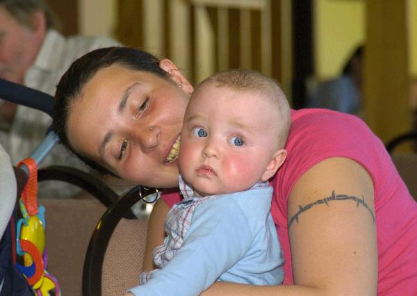 Eliese Pourre and her baby at the HSE Young Parents Programme held in Mayo General Hospital  . Photo  Ken Wright Photography 2007.  

