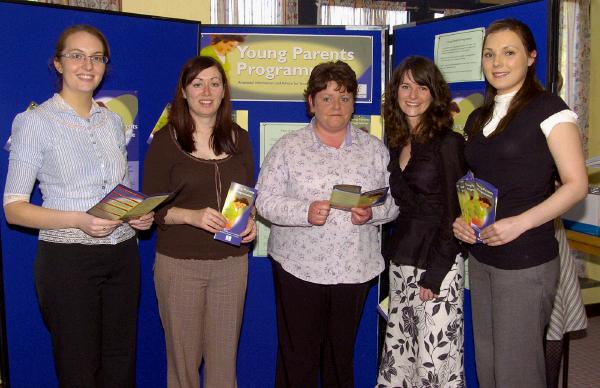 HSE Young Parents Programme held in Mayo General Hospital A group of social workers L-R: Sarah McDonagh, Liz Burke, Mary Walsh, Gina Dermody, Leanne Halpin (Mother).. Photo  Ken Wright Photography 2007.  