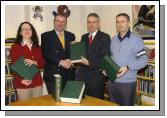 Pictured in Castlebar Library at a presentation by Eamonn Bourke (publisher) of The Great Book of Irish Genealogies to Austin Vaughan County Librarian. L-R; Paula Leavy-McCarthy, Eamonn Bourke,  Austin Vaughan,  Ivor Hamrock. Photo  Ken Wright Photography 2007.  