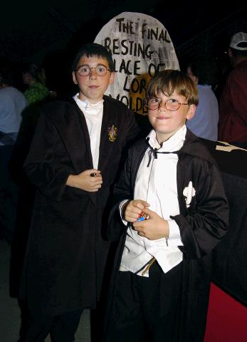 Children getting into the spirit of things pictured at Castlebar Library, at the launch of J K Rowlings Harry Potter and the Deathly Hallows. Photo  Ken Wright Photography 2007.  