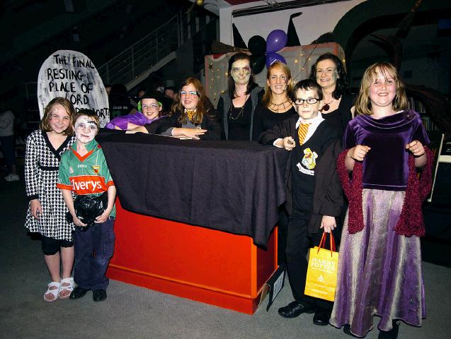 Pictured at Castlebar Library, at the launch of J K Rowlings Harry Potter and the Deathly Hallows Front L-R: Annie Sheerin, Austin OReilly. Back l-R: Leanne McEvilly, Sarah Rutledge, Claire Kirby, Susan Verity, Aine Roache, David Rutledge, Megan Power.  . Photo  Ken Wright Photography 2007.  No 793

