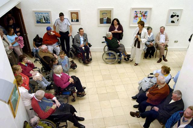 Pictured in the Linenhall Arts Centre Castlebar the Autumn into Summer Art Exhibition by a group of artists from the Sacred Heart Hospital Castlebar which was opened by Deirdre Walsh (Arts Programme Co-ordinator HSE West). Part of the large crowd who came to view the paintings on display. Photo  Ken Wright Photography 2007 