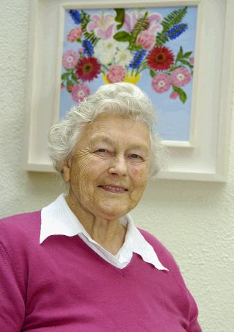 Pictured in the Linenhall Arts Centre Castlebar the Autumn into Summer Art Exhibition by a group of artists from the Sacred Heart Home Castlebar which was opened by Deirdre Walsh (Arts Programme Co-ordinator HSE West). Bridie Mulloy with one of her paintings which was on display. Photo  Ken Wright Photography 2007 