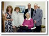 Pictured in the Linenhall Arts Centre Castlebar the Autumn into Summer Art Exhibition by a group of artists from the Sacred Heart Home Castlebar which was opened by Deirdre Walsh (Arts Programme Co-ordinator HSE West). Bridie Mulloy (artist) with members of her family, L-R: Ann Carroll, Mark Sexton, Colm Sexton, Jim Gunning . Photo  Ken Wright Photography 2007 

