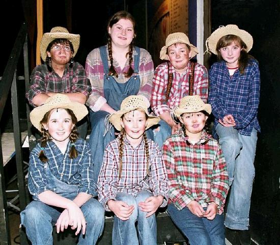 Goldies Gang Back Row L-R Amy Shah, Ruth McEachern as Goldie & Claire OBrien.
Front Row L-R Deirdre Filan, Talissa Walsh & Emma Daly. Photo  Ken Wright Photography 2005
