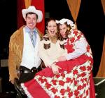 L-R Colin Foley as Clint Westwood, Noelle Flaherty as Calamity Jane & Walter Donoghue as Dame Winnie Peg.
Photo  Ken Wright Photography 2005
