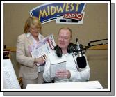 Margaret O'Malley(Dentist) who has produced a dental first aid kit for mouth injuries pictured with Tommy Marron (Mid West Radio)  Photo Ken Wright Photography Studio 094. 