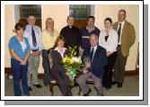 Members of Parke NS Board of Management who made a presentation to Pat Duffy for his services as Board member and Chairman of the Board of Management for the past fifteen years  Margaret Duff was also presented with a bouquet of flowers. Parke NS Board of Management. Front L-R: Margaret and Pat Duffy. Back L-R: Shauna Walsh, Joe Healy, Breda Morris, Gerald Burns, Anthony Roche, Sinead Devlin, Martin Bolger.  Photo  Ken Wright Photography 2007.

