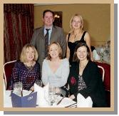 St. Gerald's College at Reunion Function, 20th   Year Reunion Held in Breaffy House Hotel & Spa  L-R: Jean Courell, Caroline Mongey, Ruth Carney, Back L-R: Kevin Swift, Aileen McGrath
Photo  Ken Wright Photography 2004 
