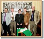 St. Gerald's College at Reunion Function, 20th   Year Reunion Held in Breaffy House Hotel & Spa  L-R:  Declan Courell, John Kilkenny, Michael ODonnell, Val Baynes, Peter OMalley : Photo  Ken Wright Photography 2004 