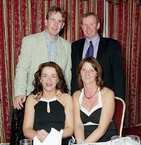 St. Gerald's College at Reunion Function, 20th   Year Reunion Held in Breaffy House Hotel & Spa  L-R: Veronica Beirne, Teresa Beirne, Philip Beirne, Kevin Beirne: Photo  Ken Wright Photography 2004 

