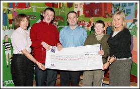 Pictured in St. Brids, James Kilbane, who raised 657.00 by running the Dublin Marathon The will be used for the St. Brids Playground Fund,
L-R:  Catherine Craughwell (principal), Niall Egan, James Kilbane, James Mulvaney, Majella Murray Teacher: Photo  Ken Wright Photography 2004.
