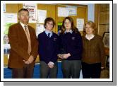 Pictured in St. Geralds College Castlebar is the West of Ireland Debating Competition senior section winners debating team Rian Derrig and Aidan Rowe with Sean Bourke (Acting Principal) and Veronica Rowe (Debating Co-ordinator). Photo  Ken Wright Photography 2007. 

