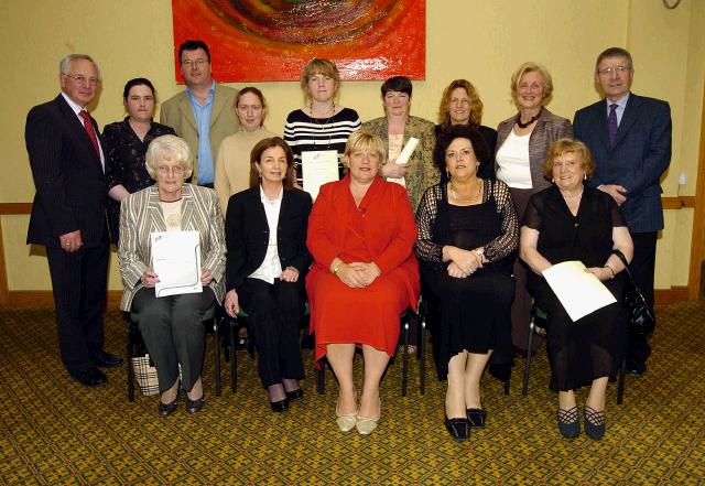 Pictured in the Welcome Inn at a presentation of  FETAC certificates Front Row l-R; Mary Solan student, Phyllis Carney ALO Mayo VEC BTEI and Literacy Co-ordinator, Teresa McGuire, Dr. Katie Sweeney CEO Mayo VEC, Nellie Regan student. Back Row L-R: Pat Higgins AEO Mayo VEC, Martina Leonard student, Jerome Quinn Tutor Mayo VEC, Ann Marie Corcoran student, Pauline McDonagh student, Kathleen OHora student, Julie Hailstone student, Eilish Flood Tutor Mayo VEC, Pat Stanton AEO Mayo VEC. Photo  Ken Wright Photography 2007