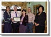 Pictured at a presentation in the Welcome Inn of FETAC Quality Assured certificates by Dr. Katie Sweeney CEO VEC and Joanne Walsh Quality Assurance Co-ordinator L-R: Joanne Walsh, Nicholas OKelly, Beatrice Brophy and  Frank Brady Further Education Centre Ballinrobe, Dr. Katie Sweeney. Photo  Ken Wright Photography 2007.