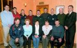Members of Balla GAA Club and St. Anns Ladies Club who completed a First Aid course
Front L-R: Gerry ONeill (treasurer), Maureen Costello, Janice Kenny, Rose Doherty, Tony Dempsey. Back L-R: Seamus Holian (Chairman Bord Na nOg), John Maloney, Tony Hetherington, John Ruane, Jody Kilkenny, Declan Flatley, Jimmy Walsh, Peader Dempsey, Gerry Costello (secretary): Photo  Ken Wright Photography 2005  
