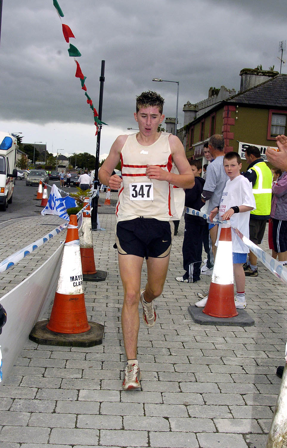 Balla 13th Annual 10K Road Race 2007 Winner in the Boys Junior Section Daniel Murray first over the finishing line. Photo  Ken Wright Photography 2007. 

