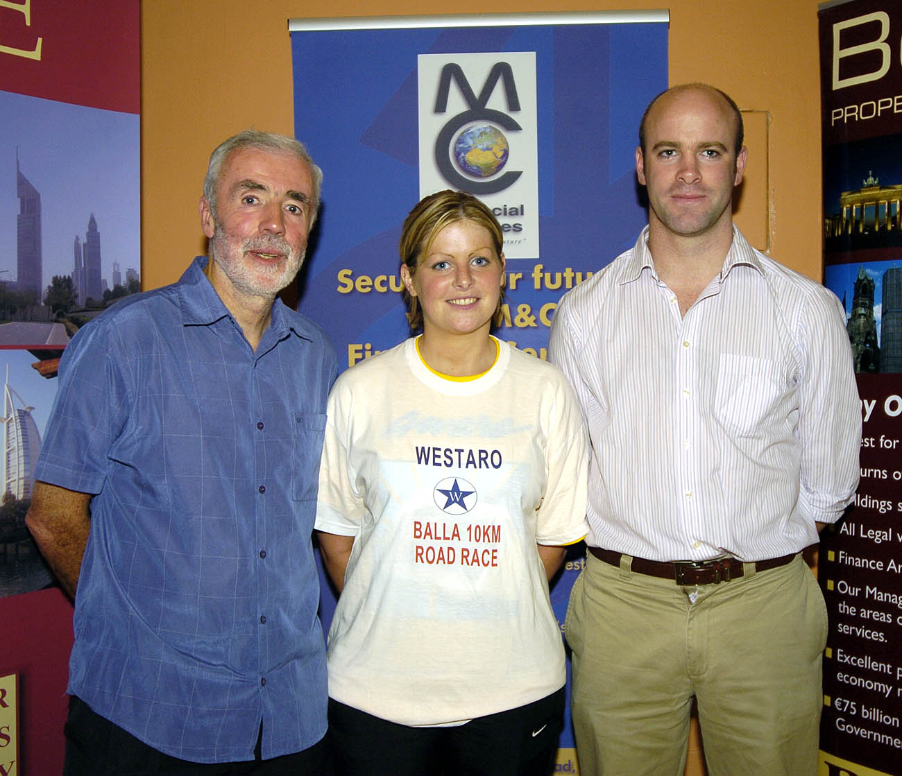 Balla 13th Annual 10K Road Race 2007, a group of winners of the Mens Over 60 Section pictured with some of the sponsors L-R: Michael Courell 1st,  Denise McIntyre Elvery Sports, Sponsor Clive Casey Premier Estates Maloney Sponsor, Photo  Ken Wright Photography 2007
