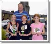 Balla 13th Annual 10K Road Race 2007 Winners in the Girls Junior Section L-R: Rosie Hynes 1st, Rachel McGreal 2nd ,Shauna Smyth 3rd, pictured with Donagh Gilmartin (Sheebeen Bar Balla Sponsor). Photo  Ken Wright Photography 2007. 

