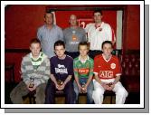 Ballyglass Football Club Youths Awards presentations held in the Squealing Pig Ballyglass Front L-R: Ryan Connolly (Under 14s player of the year), Paul Mannion (Under 14s most improved player), Conor Keane (Under 13s player of the year), Darren Flannery (Under 13s most improved player). Back L-R: Joe Regan  (Assistant Manager), Paul Byrne (Mayo Development Officer AFI), Martin OConnor (Team Manager).: Photo  Ken Wright Photography 2007


