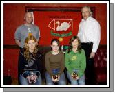 Ballyglass Football Club Youths Awards presentations held in the Squealing Pig Ballyglass Front L-R: Laura Sloyan (Under 14s player of the year), Helena Gibbons (Under 13s most improved player), Aisling Ruane (Under 14s most improved player). Back L-R: Paul Byrne (Mayo Development Officer AFI), Michael Prenty (Team Manager). Missing from photo Aoife Brennan (Under 13s player of the year),: Photo  Ken Wright Photography 2007