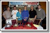 Mayo Rollerbowl Castlebar Inter Business League Bowling Competition sponsored by Mulroys Service Stations and Supermarket and Togher Tyres, presentations in Hogs Heaven 2nd  place from Hurst Heating Castlebar L-R:  Joe Togher(sponsor) ,Alan Culkeen, Cora Mulroy, Chris ODocherty, Wayne Hurst, Colum Mulroy (sponsor). Photo  Ken Wright Photography 2007.  