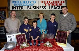 Winners of the Mayo Rollerbowl Castlebar Inter Business League Bowling Competition sponsored by Mulroys Service Stations and Supermarket and Togher Tyres. Click for details and more photos from Ken Wright.