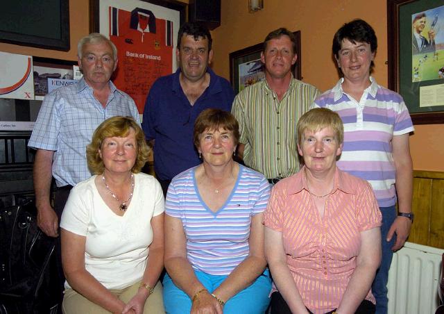 Balla Golf Club Presentations held in Mick Byrnes 18 Hole Stableford sponsored by 
Mick Byrne. Front L-R: Delia OHara Category Prize, Julie Loftus 1st, Mary Stanton 3rd. Back L-R: Con Lavin Mens Captain, Mick Byrne (Sponsor), Stephen Minogue 1st, Marie Flannigan Lady Captain & 2nd. Photo  Ken Wright Photography 2007. 

