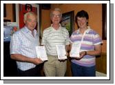 Pictured in Mick Byrnes Dermot McMahon who compiled the Balla Golf Club 
Members Hand Book L-R: Con Lavin Mens Captain, Dermot McMahon (Author), 
Marie Flannigan Lady Captain.. Photo  Ken Wright Photography 2007. 


